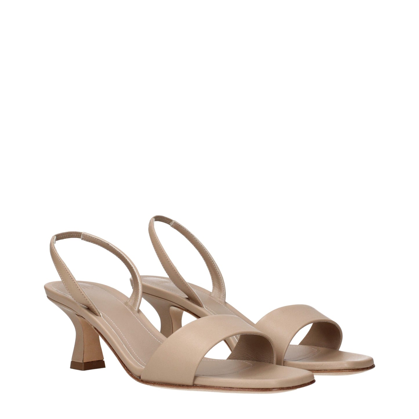 3Juin Flache Sandalen aus Leder in Beige