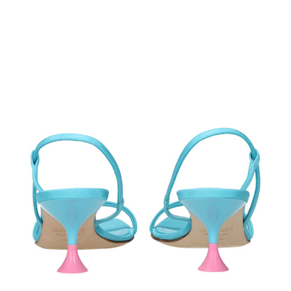 3Juin Blauer Stoff Stiletto Heels Sandalen