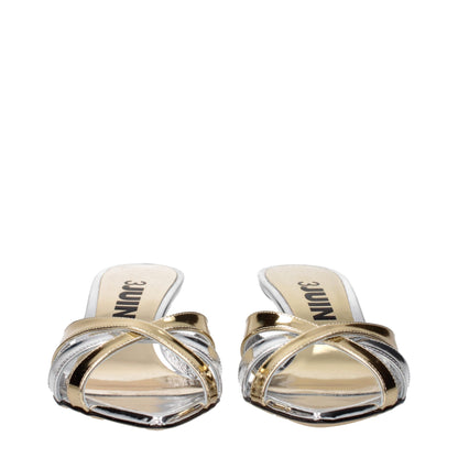 3Juin Graue Leder Stiletto Heels Sandalen