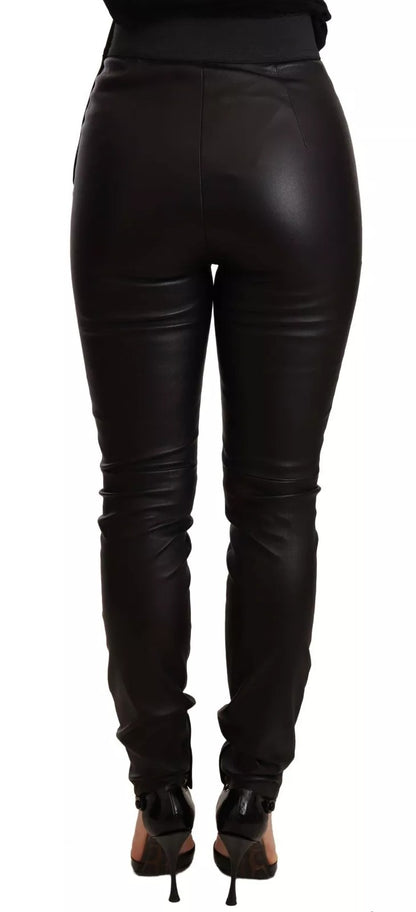 Dolce & Gabbana Schwarze Lederhose mit elastischer Taille