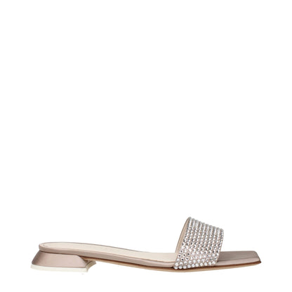 3Juin Beige Satin Slipper Sandalen