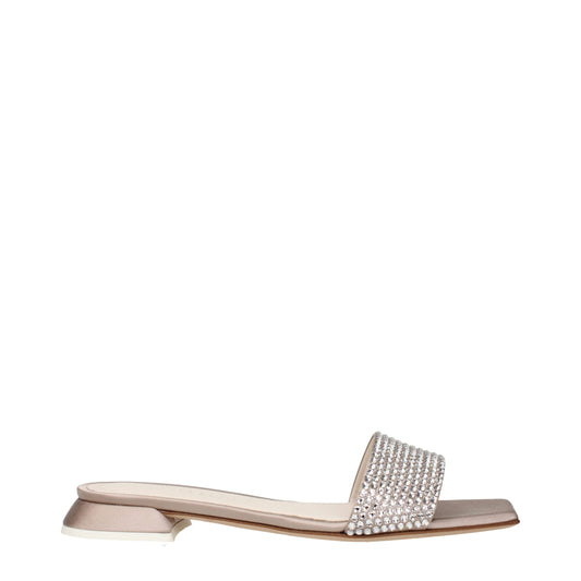 3Juin Beige Satin Slipper Sandalen