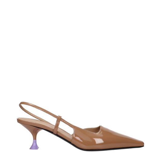 3Juin Braune Leder Pumps mit mittlerem Absatz