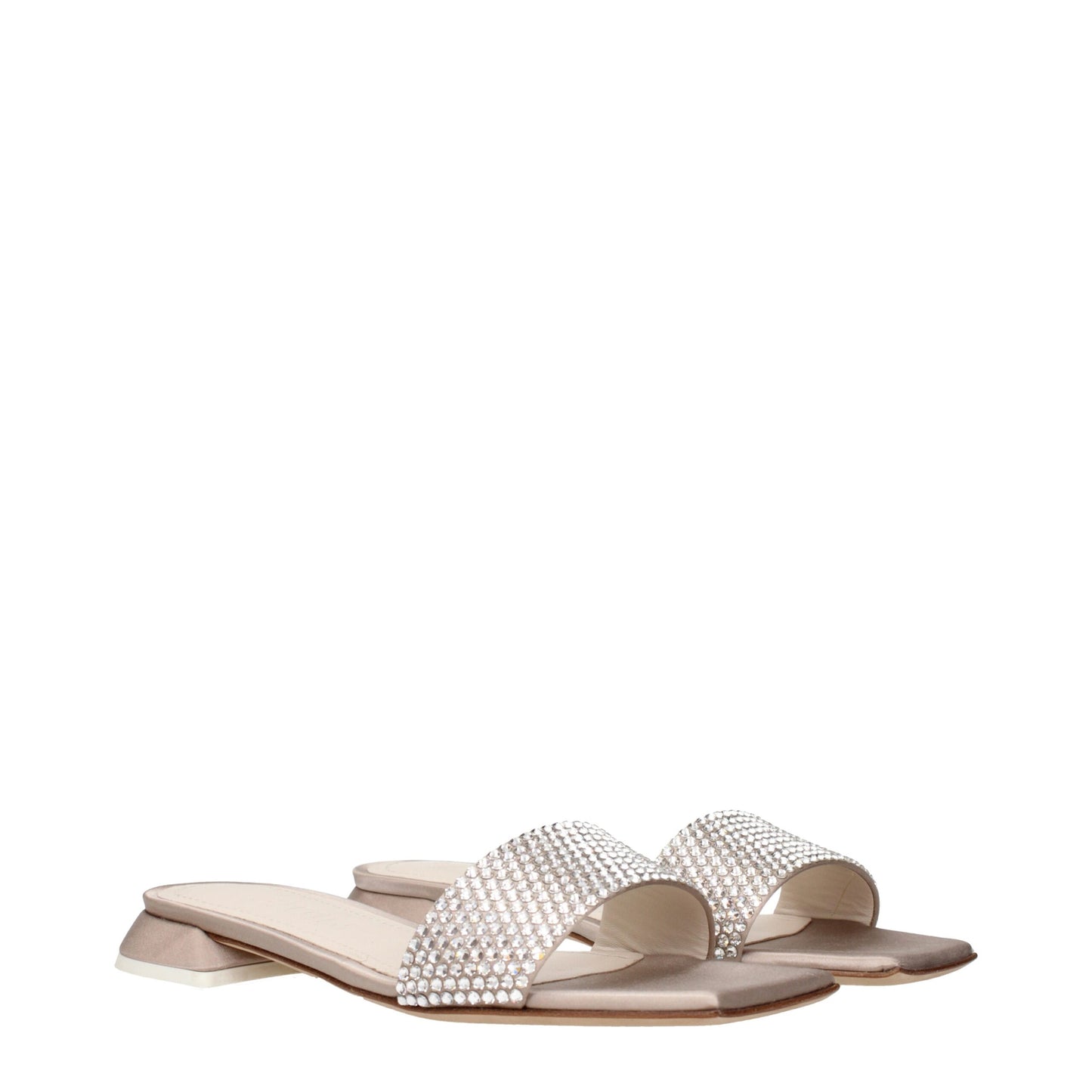 3Juin Beige Satin Slipper Sandalen