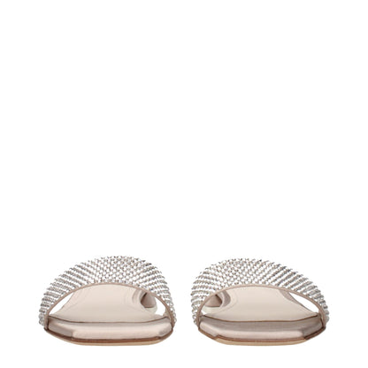 3Juin Beige Satin Slipper Sandalen