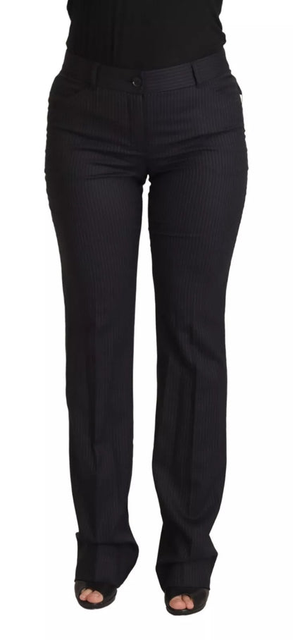 Dolce & Gabbana Schwarz gestreifte Hose mit mittlerer Taille