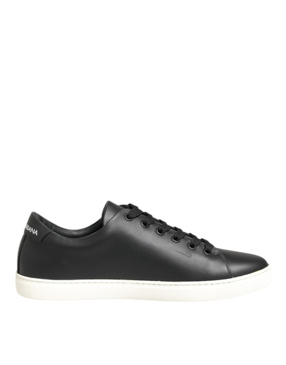 Dolce & Gabbana Schwarz Weiß Leder Kristall Herz Turnschuhe Schuhe