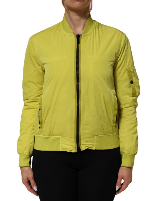 Dolce & Gabbana Gelbe Polyamid-Bomberjacke mit Reißverschluss für Damen