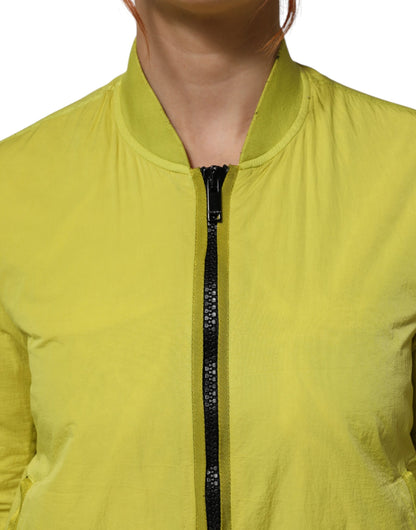 Dolce & Gabbana Gelbe Polyamid-Bomberjacke mit Reißverschluss für Damen