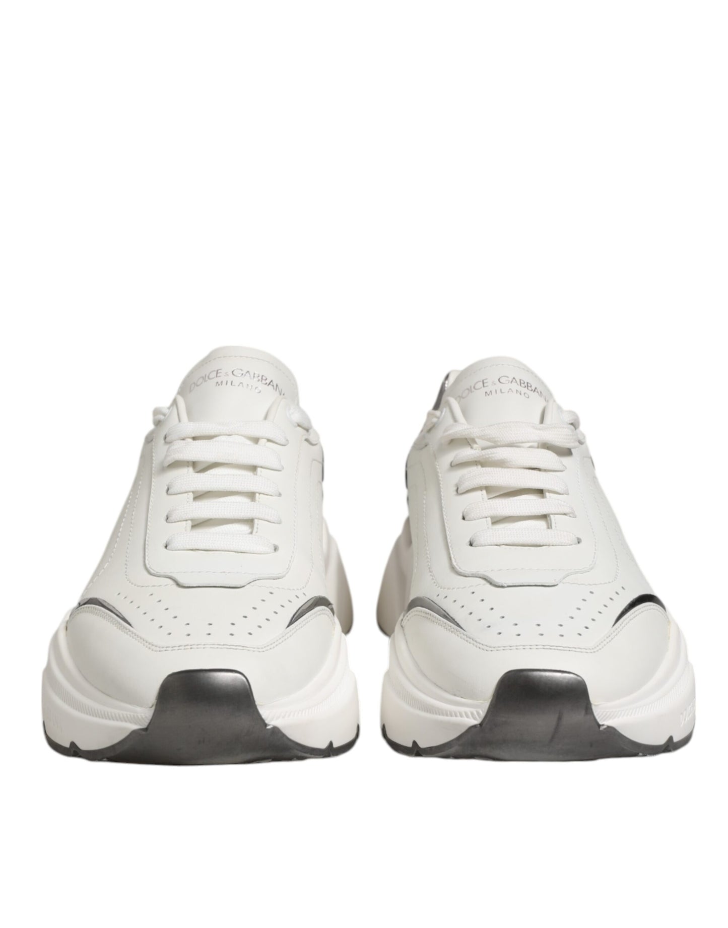 Dolce & Gabbana Weiß Silber DAYMASTER Leder Männer Turnschuhe Schuhe
