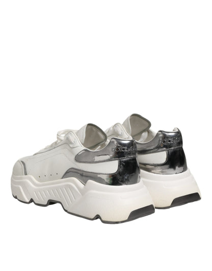 Dolce & Gabbana Weiß Silber DAYMASTER Leder Männer Turnschuhe Schuhe