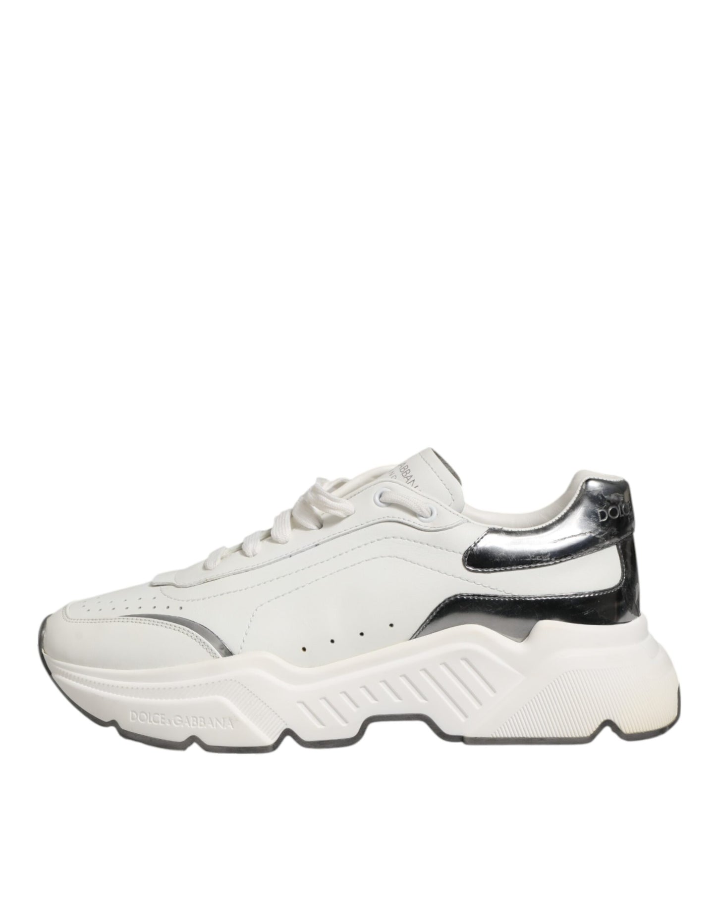 Dolce & Gabbana Weiß Silber DAYMASTER Leder Männer Turnschuhe Schuhe