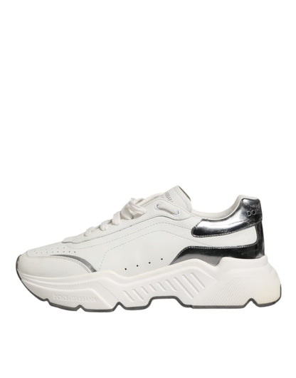 Dolce & Gabbana Weiß Silber DAYMASTER Leder Männer Turnschuhe Schuhe