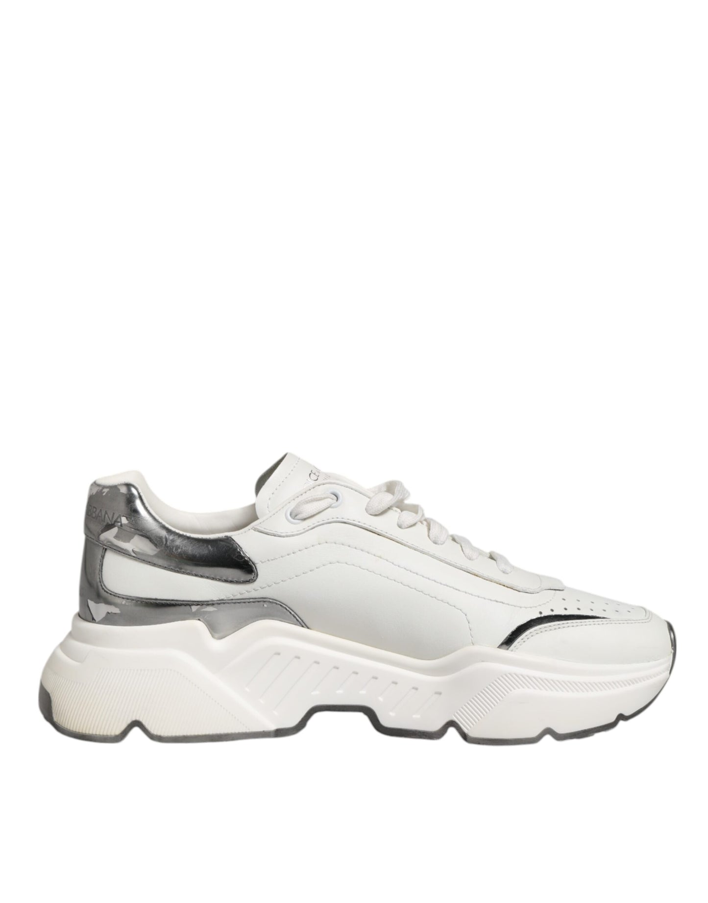 Dolce & Gabbana Weiß Silber DAYMASTER Leder Männer Turnschuhe Schuhe