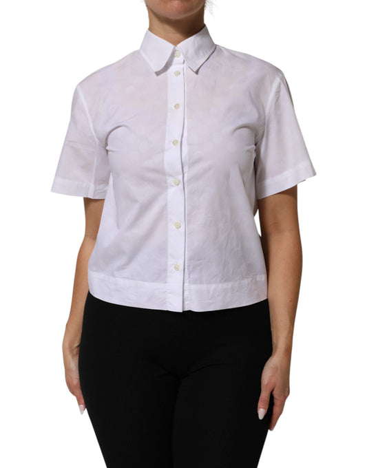 Dolce & Gabbana Weißes kurzärmeliges Poloshirt mit Kragen