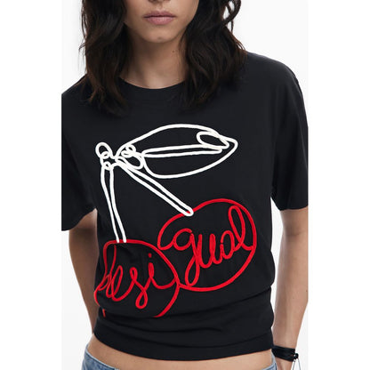 Desigual Schwarzes Baumwoll-T-Shirt für Frauen