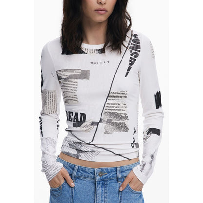 Desigual Weißes Viskose T-Shirt für Frauen