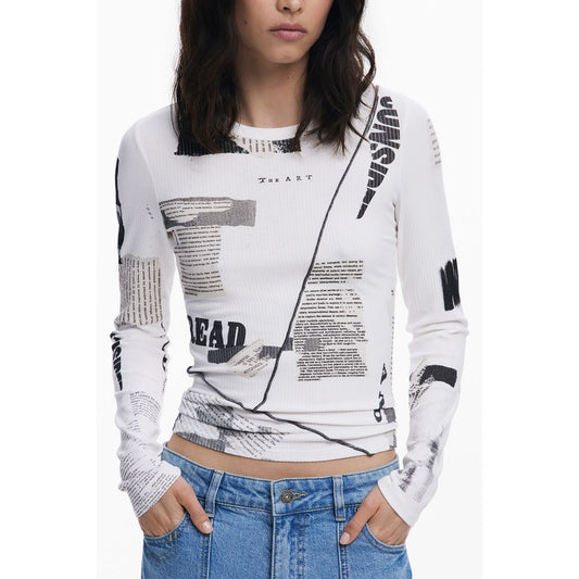 Desigual Weißes Viskose T-Shirt für Frauen