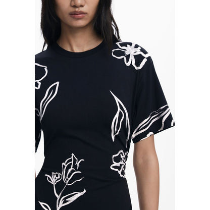 Desigual Schwarzes Baumwollkleid für Frauen