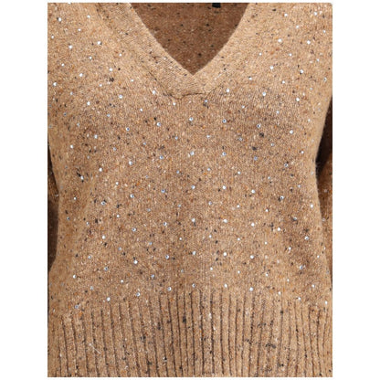 PINKO Pullover mit V-Ausschnitt und Strasssteinen