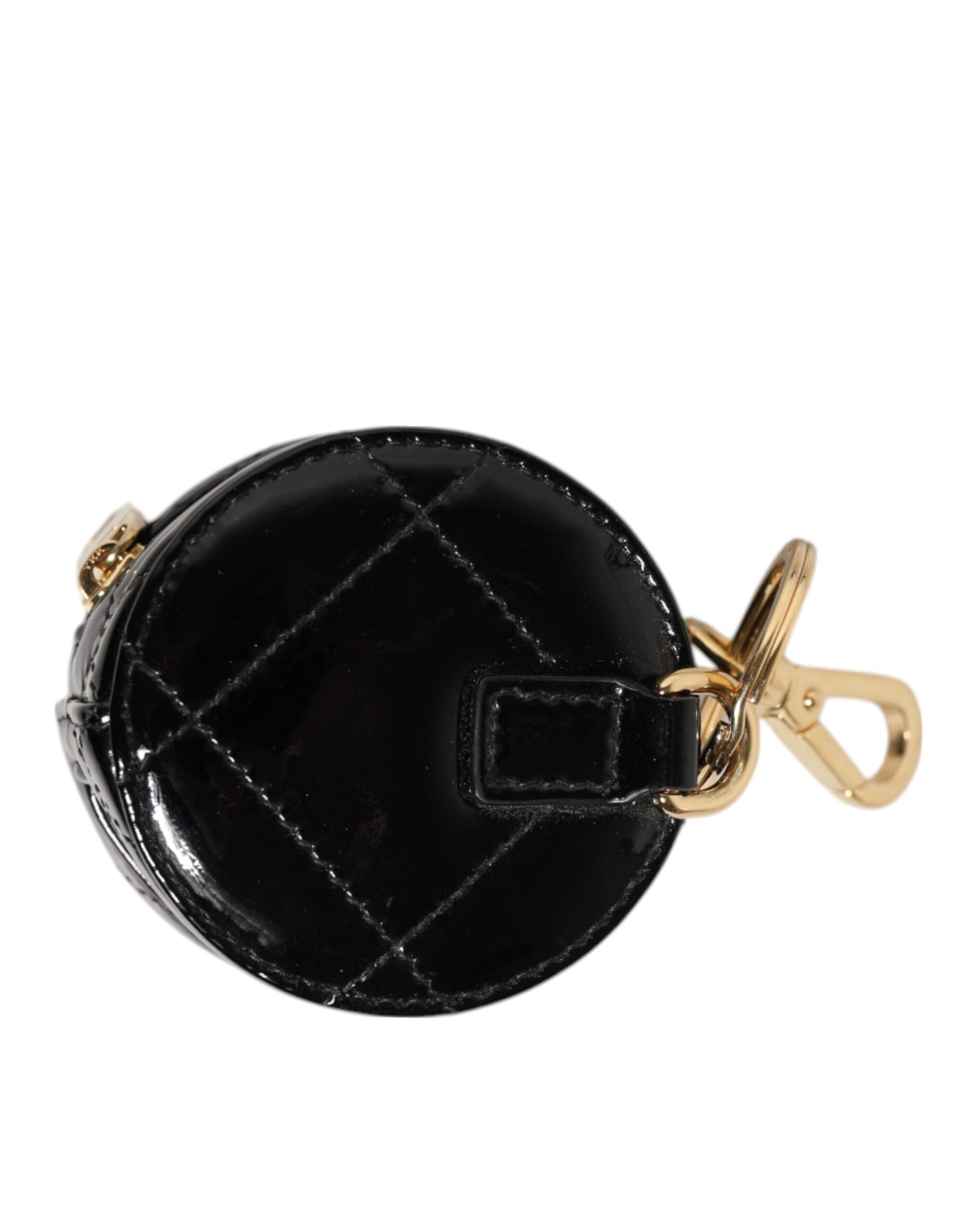 Dolce & Gabbana Schwarzes Lammleder DG Crystal Logo Round Coin Purse Wallet