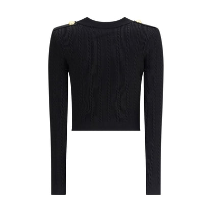 Balmain Gerippte und geflochtene Strickjacke