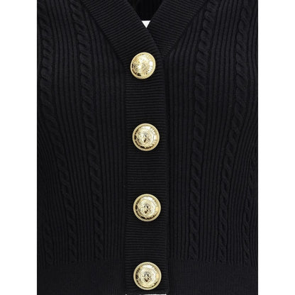 Balmain Gerippte und geflochtene Strickjacke