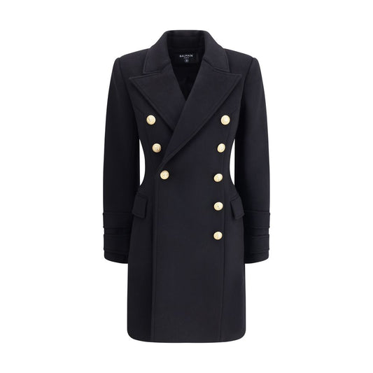 Balmain Zweireihiger Mantel aus Wolle und Kaschmir