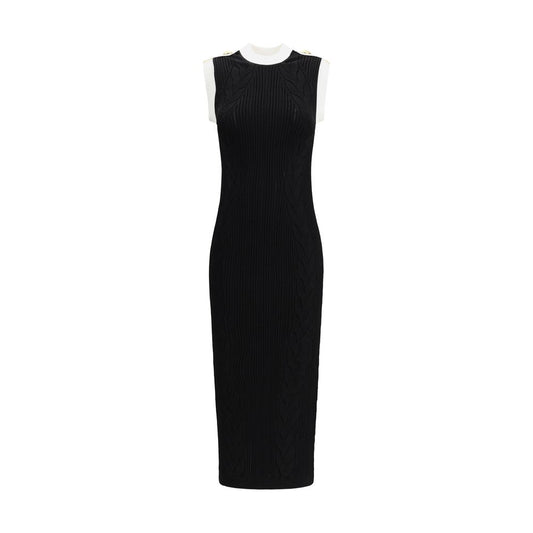 Balmain Ärmelloses langes Kleid aus Torsostrick