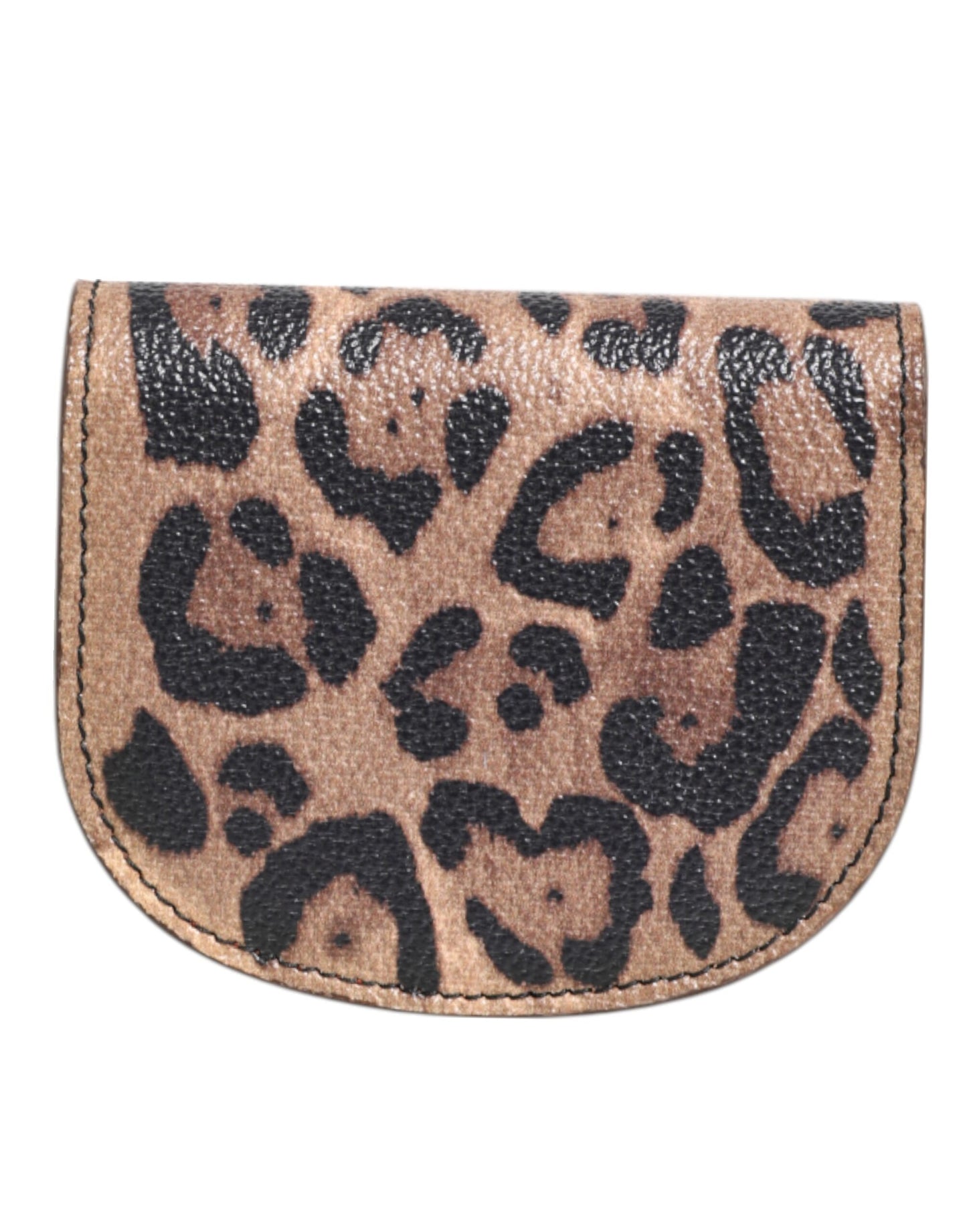 Dolce & Gabbana Braunes schwarzes Kalbsleder mit Leopardenmuster Logo-Plakette Brieftasche