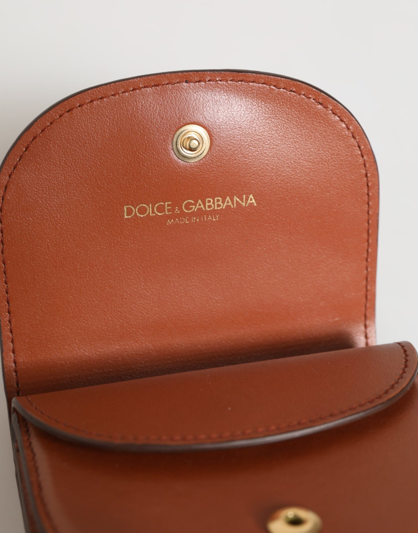 Dolce & Gabbana Braunes schwarzes Kalbsleder mit Leopardenmuster Logo-Plakette Brieftasche