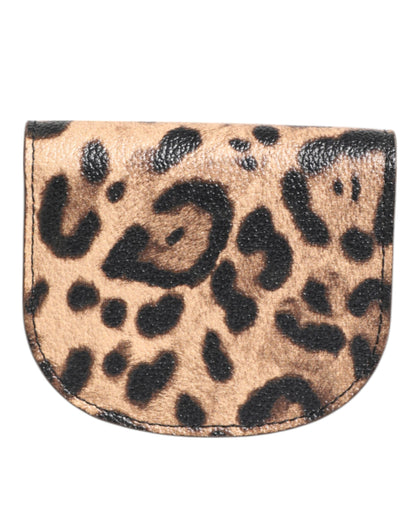 Dolce & Gabbana Braunes Kalbsleder mit Leopardenmuster Kleines Portemonnaie