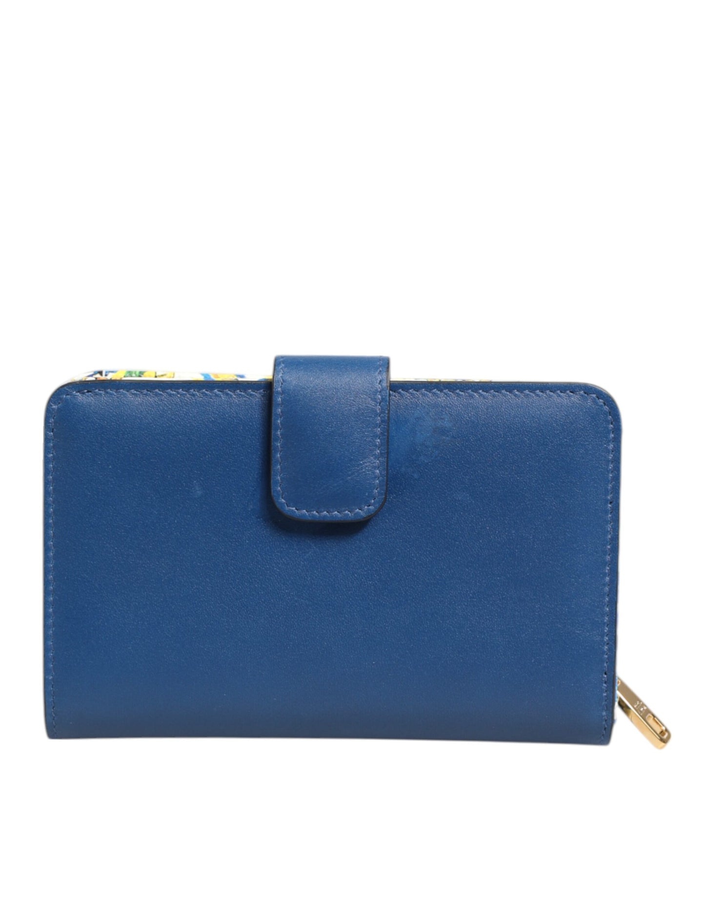 Dolce & Gabbana Blaues Leder Continental Tile Print Zip Karteninhaber Geldbörse Brieftasche