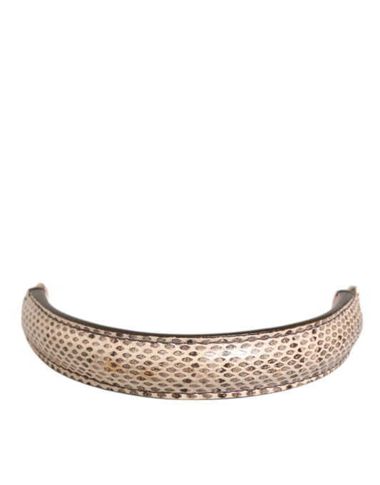 Dolce & Gabbana Beige Braun Schlangenhaut Leder Gold Ring Schulterriemen