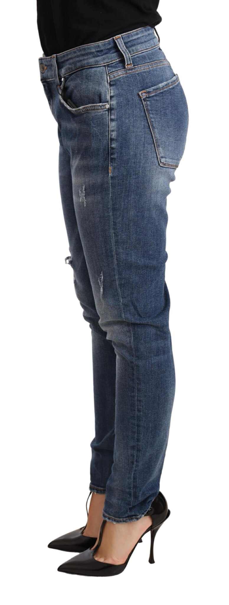 Dolce & Gabbana Blaue Distressed Slim Fit Denim-Hose Jeans