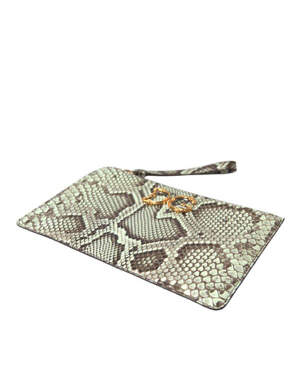 Dolce & Gabbana Verde Acqua Exotisches Leder Gold DG Logo Clutch Borse Tasche