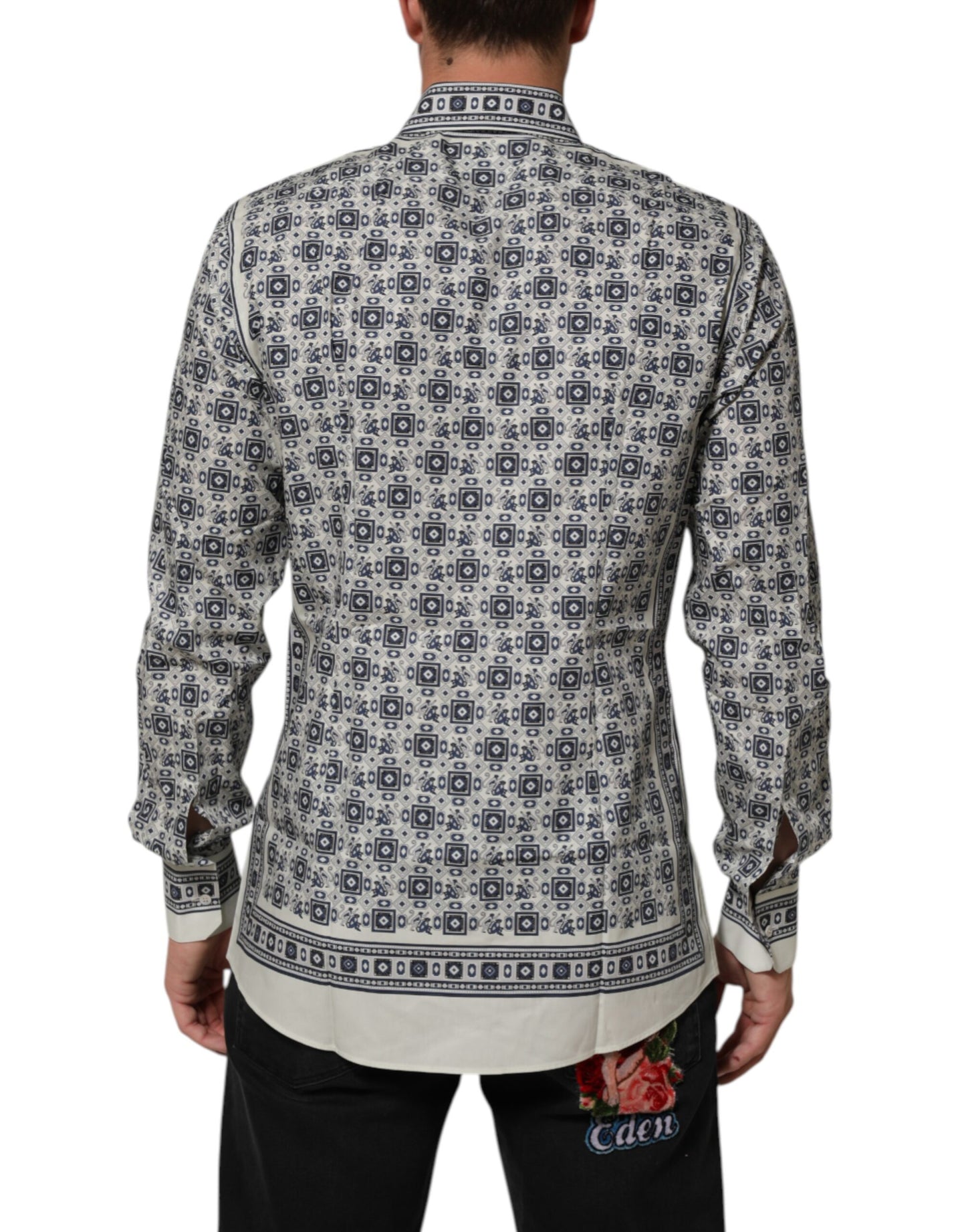 Dolce & Gabbana Multicolor Affe Krawatte Druck GOLD Kleid Shirt