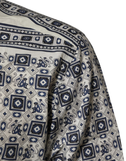 Dolce & Gabbana Multicolor Affe Krawatte Druck GOLD Kleid Shirt