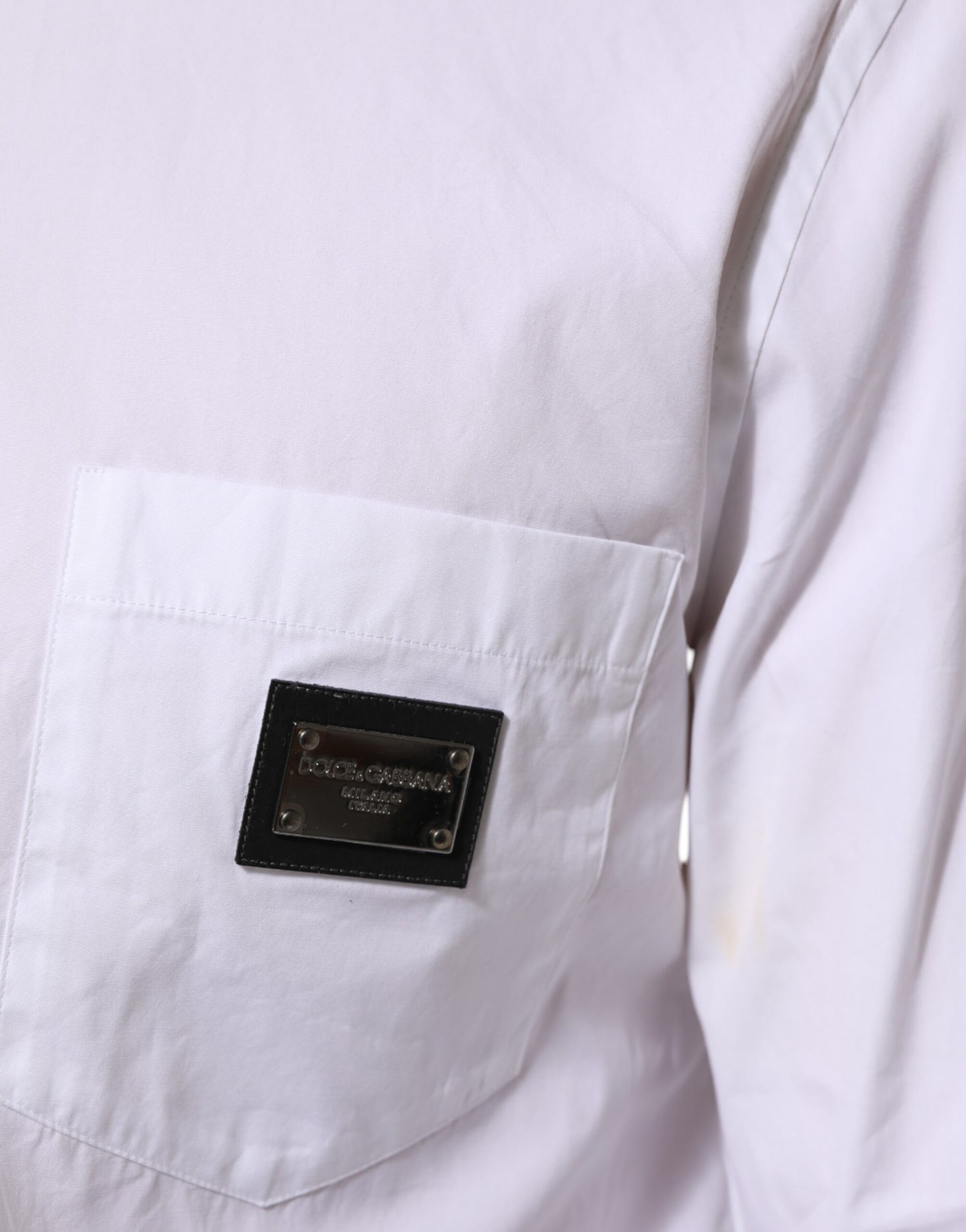 Dolce & Gabbana Weißes Logo-Plaque Hemd mit Kragen für formelle Anlässe