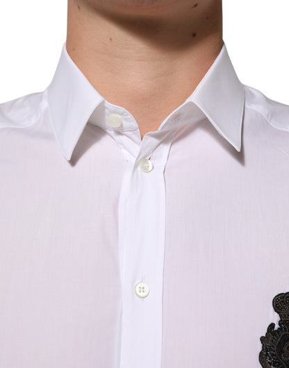 Dolce & Gabbana Weißes DGPatch Hemd aus Baumwolle GOLD