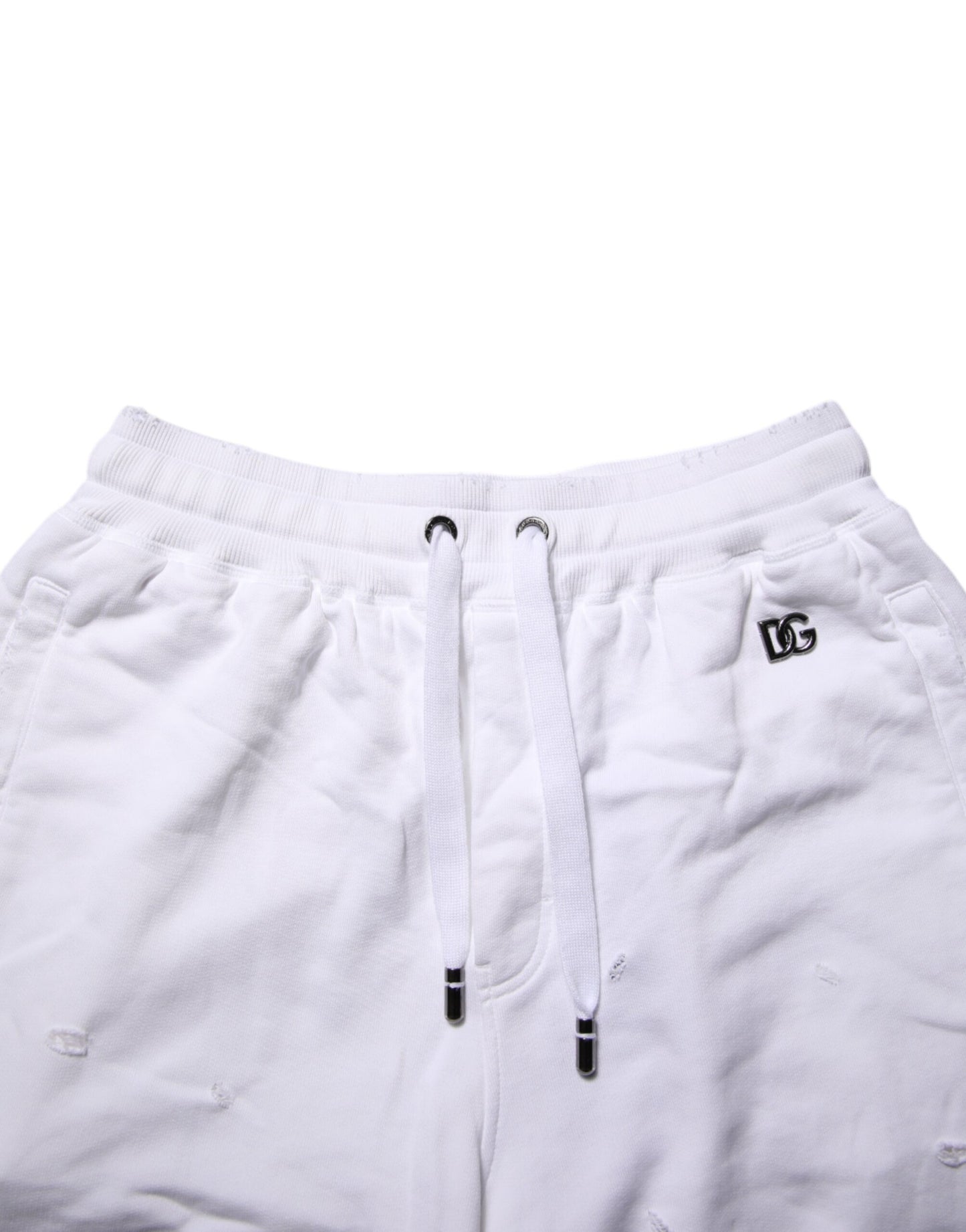 Dolce & Gabbana Weiße gerippte Bermudashorts mit mittlerer Taille