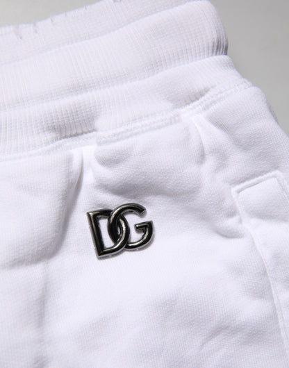 Dolce & Gabbana Weiße gerippte Bermudashorts mit mittlerer Taille