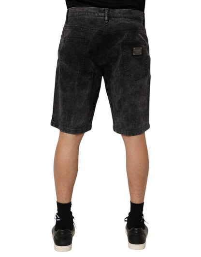 Dolce & Gabbana Schwarz Baumwolle Mid Waist Denim Männer Bermuda Short