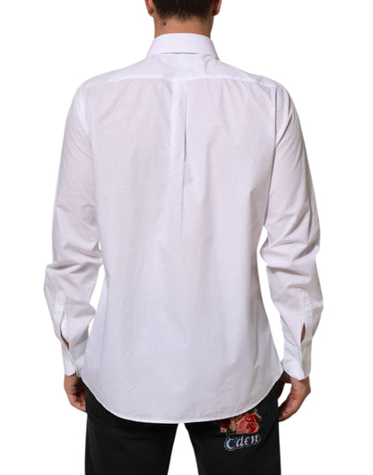 Dolce & Gabbana Weißes Baumwollhemd MARTINI Bib Formal Dress Shirt