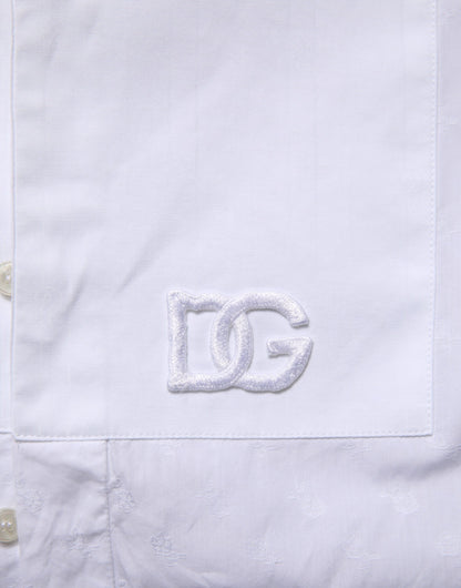 Dolce & Gabbana Weißes Baumwollhemd MARTINI Bib Formal Dress Shirt