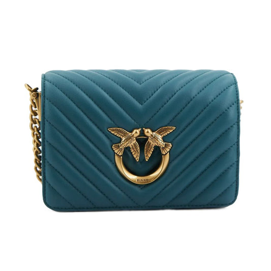 PINKO Blaue Kalbsleder Damen Crossbody Tasche