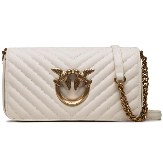 PINKO Weiße Kalbsleder Damen Crossbody Tasche