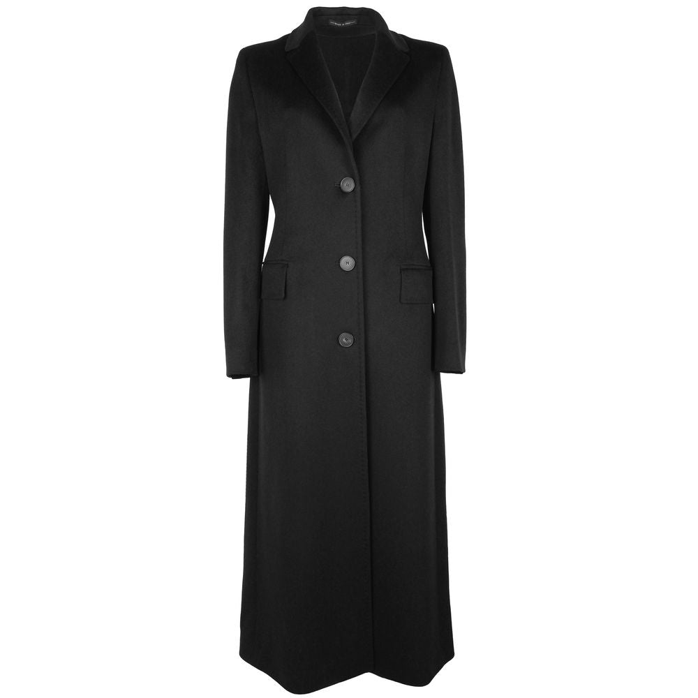 Made in Italy Schwarzer Wollmantel für Frauen