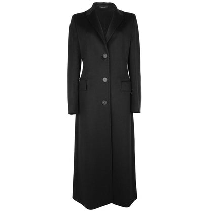 Made in Italy Schwarzer Wollmantel für Frauen