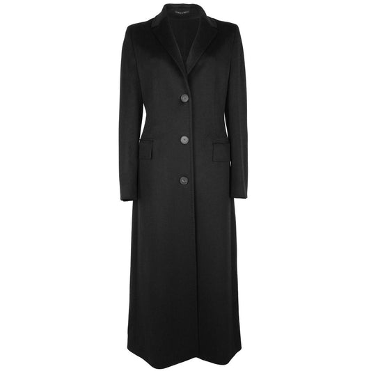 Made in Italy Schwarzer Wollmantel für Frauen